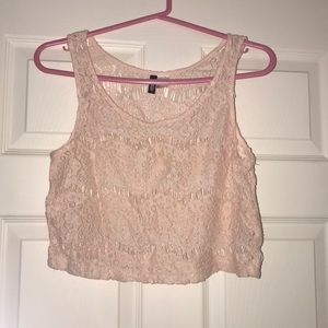 H&M pink lace crop top